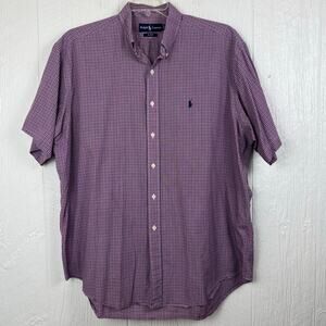Ralph Lauren Blake shirt men’s XL button-down, short sleeve red/blue check/plaid